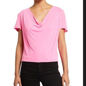 Alice + Olivia Jeans medium pink cowl neck tee
